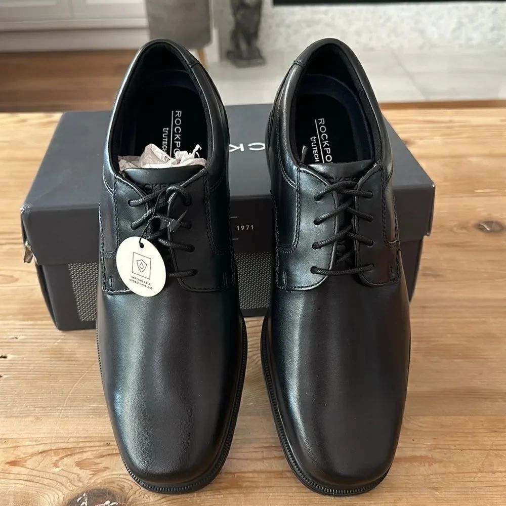 Rockport Mens Black Robinsyn Waterproof Plain Toe NEW in Box